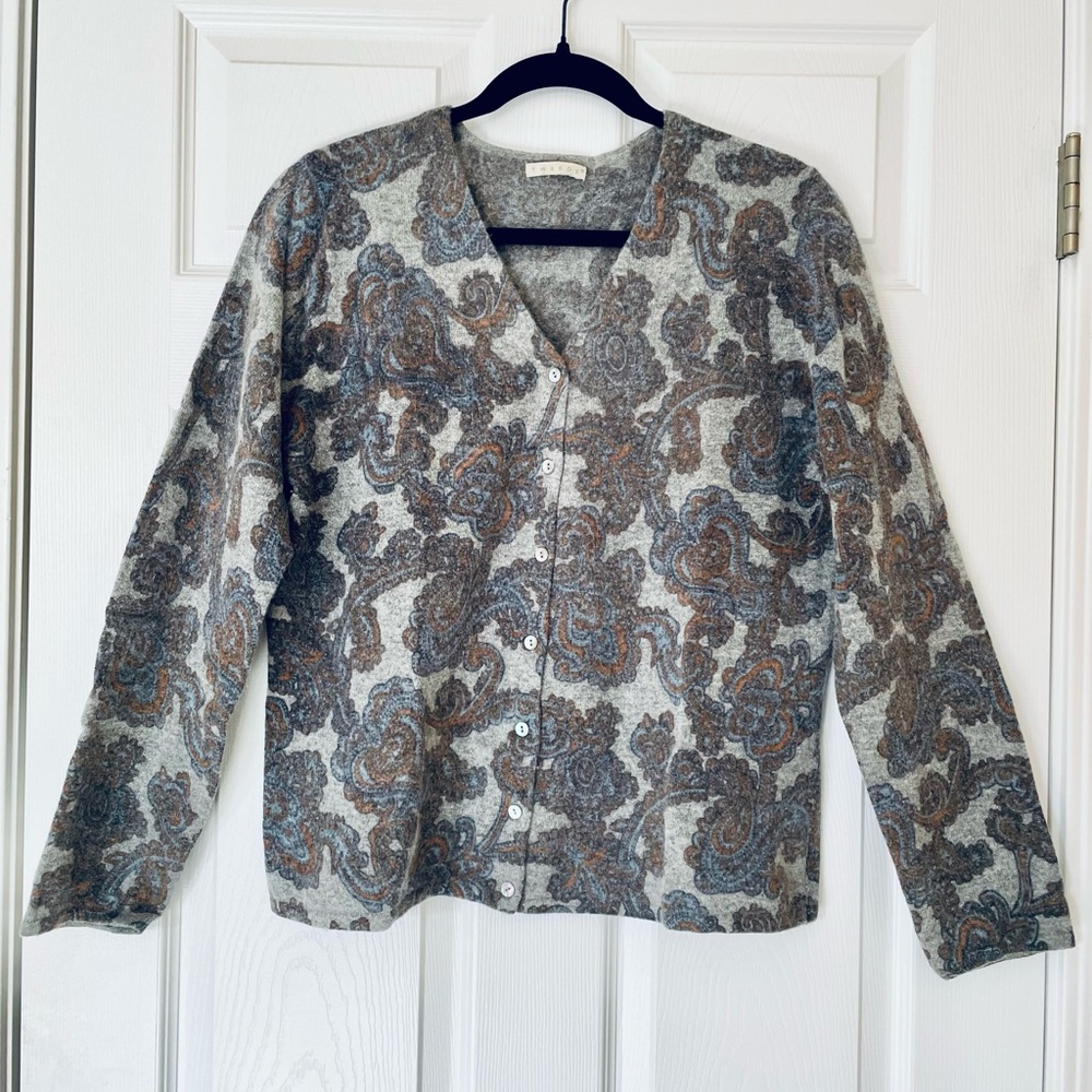 EUC | Tweeds | Paisley | Wool Blend Cardigan | Grey Heather | Vintage Vibes
